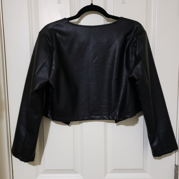 SHEIN Open Placket PU Jacket - Picture 2 of 9